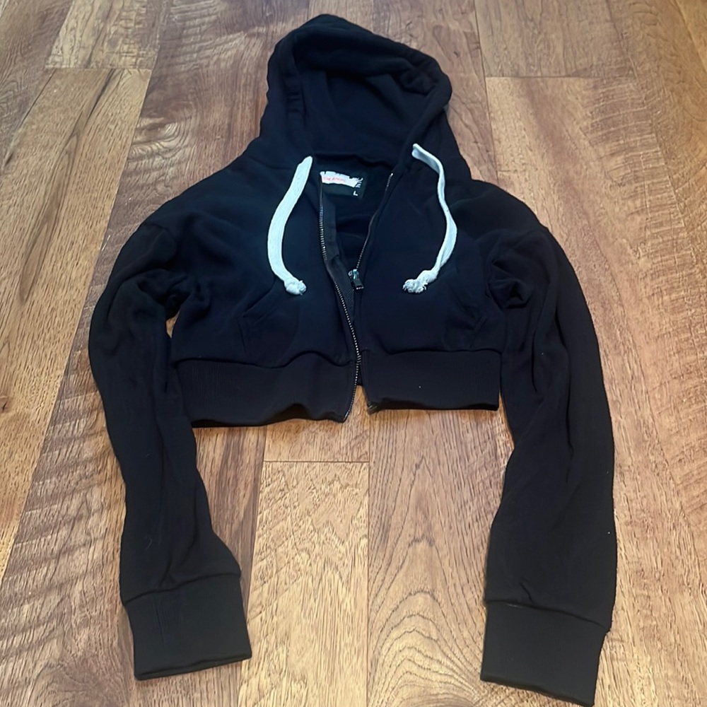 Katie J NYC Girl’s Black Zip Up Sweatshirt Size L